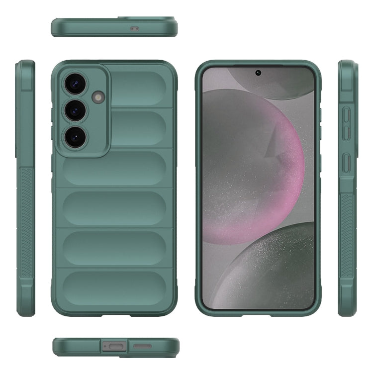 For Samsung Galaxy S25+ 5G Magic Shield TPU + Flannel Phone Case(Dark Green) - Galaxy S25+ 5G Cases by PMC Jewellery | Online Shopping South Africa | PMC Jewellery | Buy Now Pay Later Mobicred