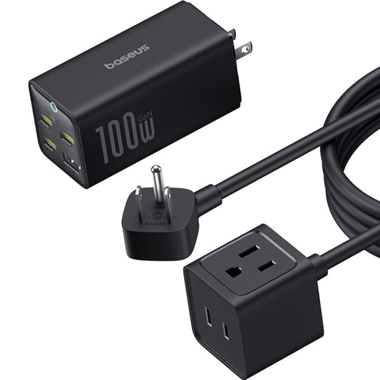 Baseus Lingao Mini Series 100W 3Type-C+USB Ports with 1 Socket Desktop GaN Charger, Length: 1.5m(US Plug) - Multifunction Charger by Baseus | Online Shopping South Africa | PMC Jewellery | Buy Now Pay Later Mobicred