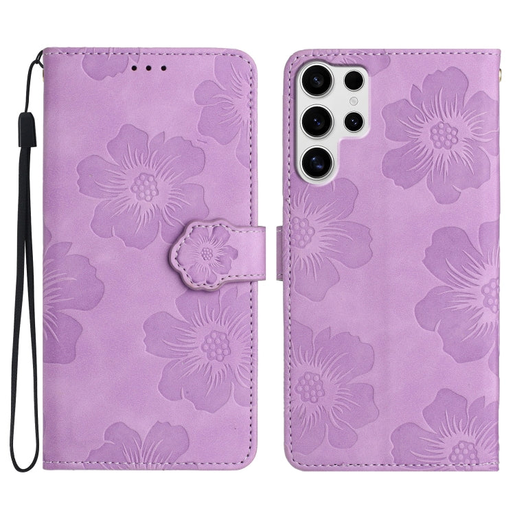 For Samsung Galaxy S25 Ultra 5G Flower Embossing Pattern Leather Phone Case(Purple) - Galaxy S25 Ultra 5G Cases by PMC Jewellery | Online Shopping South Africa | PMC Jewellery | Buy Now Pay Later Mobicred