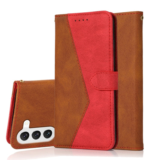 For Samsung Galaxy S25+ 5G Dual-color Stitching Leather Phone Case(Brown Red) - Galaxy S25+ 5G Cases by PMC Jewellery | Online Shopping South Africa | PMC Jewellery | Buy Now Pay Later Mobicred