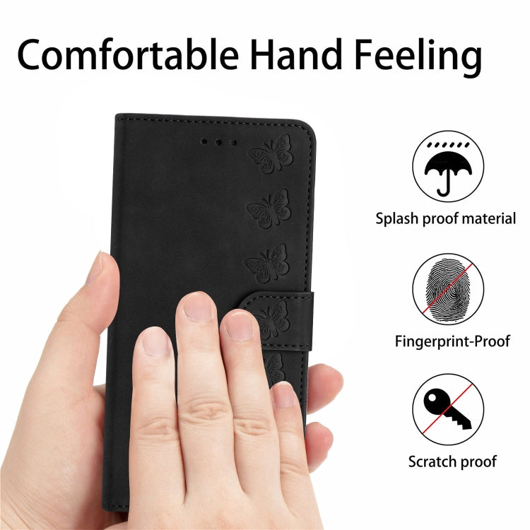 For Samsung Galaxy S25 5G Seven Butterflies Embossed Leather Phone Case(Black) - Galaxy S25 5G Cases by PMC Jewellery | Online Shopping South Africa | PMC Jewellery | Buy Now Pay Later Mobicred