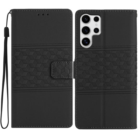 For Samsung Galaxy S25 Ultra 5G Diamond Embossed Skin Feel Leather Phone Case(Black) - Galaxy S25 Ultra 5G Cases by PMC Jewellery | Online Shopping South Africa | PMC Jewellery | Buy Now Pay Later Mobicred