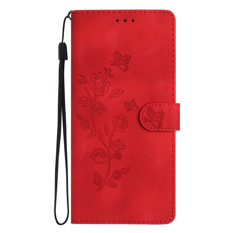 For Samsung Galaxy S25+ 5G Flower Butterfly Embossing Pattern Leather Phone Case(Red) - free shipping - PMC Jewellery - Order now!
