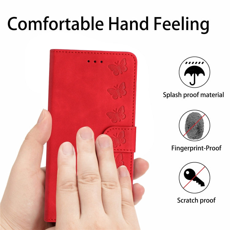 For Samsung Galaxy S25+ 5G Flower Butterfly Embossing Pattern Leather Phone Case(Red) - free shipping - PMC Jewellery - Order now!