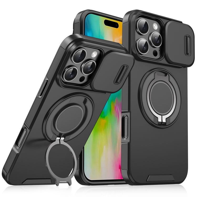 For iPhone 16 Pro Sliding Camshield Ring Holder Phone Case(Black) - iPhone 16 Pro Cases by PMC Jewellery | Online Shopping South Africa | PMC Jewellery | Buy Now Pay Later Mobicred