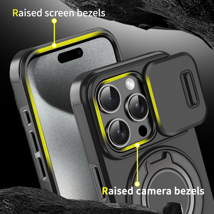 For iPhone 16 Pro Sliding Camshield Ring Holder Phone Case(Black) - iPhone 16 Pro Cases by PMC TechLife | Online Shopping South Africa | PMC TechLife | Buy Now Pay Later Mobicred