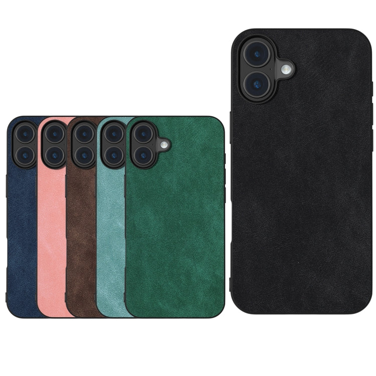 For iPhone 16 Plus Black Frame PU Leather Full Coverage Phone Case(Green) - iPhone 16 Plus Cases by PMC TechLife | Online Shopping South Africa | PMC TechLife | Buy Now Pay Later Mobicred
