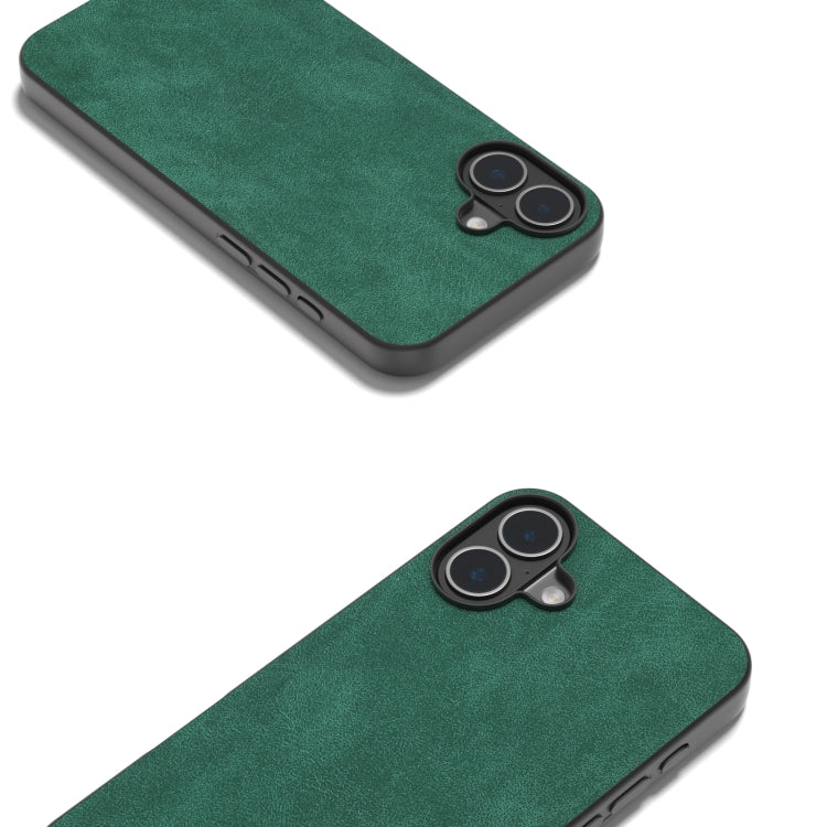 For iPhone 16 Black Frame PU Leather Full Coverage Phone Case(Green) - iPhone 16 Cases by PMC TechLife | Online Shopping South Africa | PMC TechLife | Buy Now Pay Later Mobicred