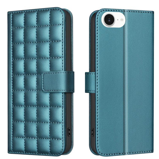 For iPhone 16e Square Texture Leather Phone Case(Green) - iPhone 16e Cases by PMC Jewellery | Online Shopping South Africa | PMC Jewellery | Buy Now Pay Later Mobicred