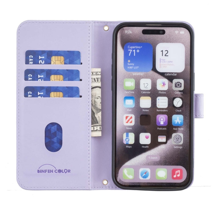For iPhone 16e Square Texture Leather Phone Case(Purple) - iPhone 16e Cases by PMC TechLife | Online Shopping South Africa | PMC TechLife | Buy Now Pay Later Mobicred