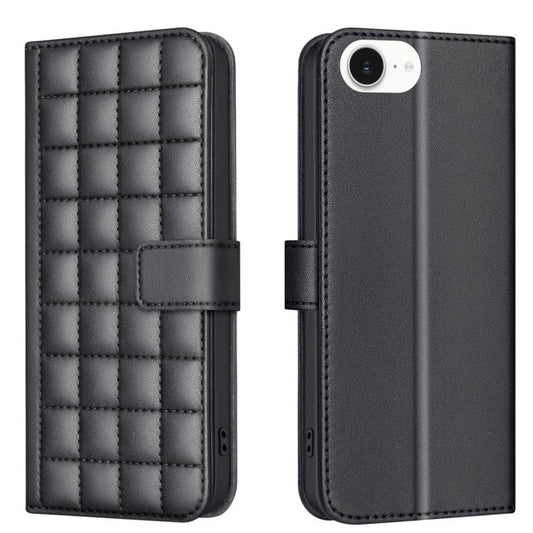 For iPhone 16e Square Texture Leather Phone Case(Black) - iPhone 16e Cases by PMC Jewellery | Online Shopping South Africa | PMC Jewellery | Buy Now Pay Later Mobicred