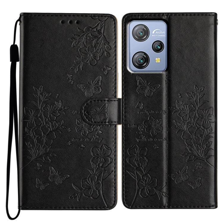 For Blackview A53 / A53 Pro Butterflies and Flowers Leather Phone Case(Black) - More Brand by PMC Jewellery | Online Shopping South Africa | PMC Jewellery | Buy Now Pay Later Mobicred