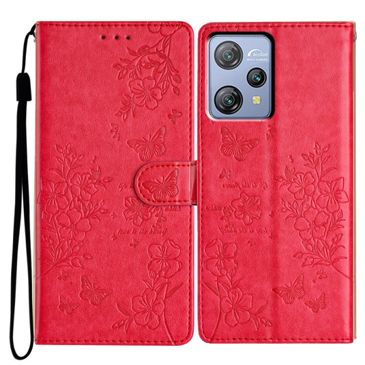 For Blackview A53 / A53 Pro Butterflies and Flowers Leather Phone Case(Red) - More Brand by PMC Jewellery | Online Shopping South Africa | PMC Jewellery | Buy Now Pay Later Mobicred