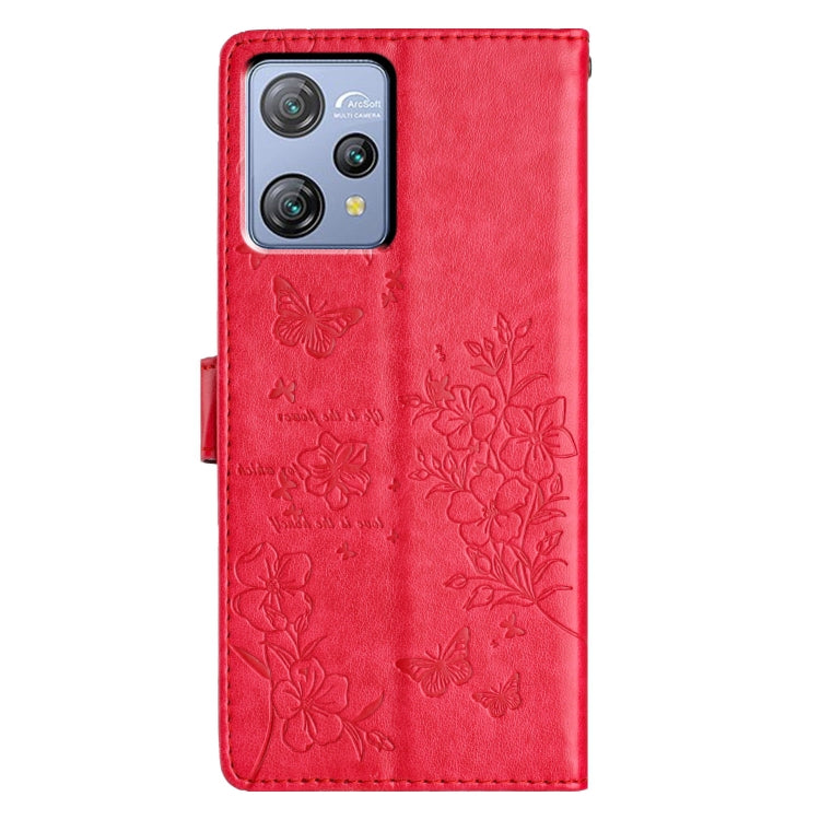 For Blackview A53 / A53 Pro Butterflies and Flowers Leather Phone Case(Red) - More Brand by PMC TechLife | Online Shopping South Africa | PMC TechLife | Buy Now Pay Later Mobicred