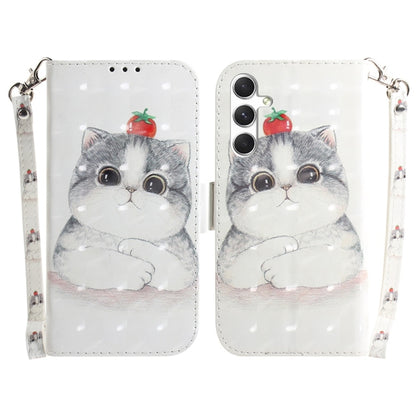 For Samsung Galaxy S25 5G 3D Colored Horizontal Flip Leather Phone Case(Cute Cat) - Galaxy S25 5G Cases by PMC Jewellery | Online Shopping South Africa | PMC Jewellery | Buy Now Pay Later Mobicred