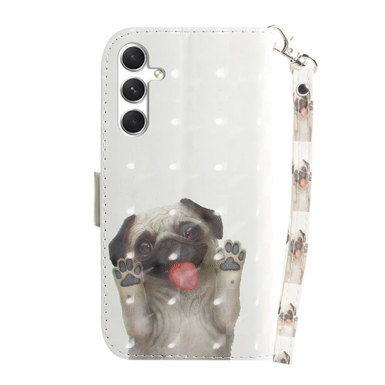 For Samsung Galaxy S25+ 5G 3D Colored Horizontal Flip Leather Phone Case(Pug) - Galaxy S25+ 5G Cases by PMC Jewellery | Online Shopping South Africa | PMC Jewellery | Buy Now Pay Later Mobicred