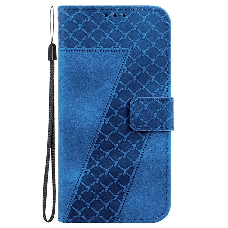 For Samsung Galaxy S25 5G Seven-shaped Embossed Leather Phone Case(Blue) - Galaxy S25 5G Cases by PMC Jewellery | Online Shopping South Africa | PMC Jewellery | Buy Now Pay Later Mobicred