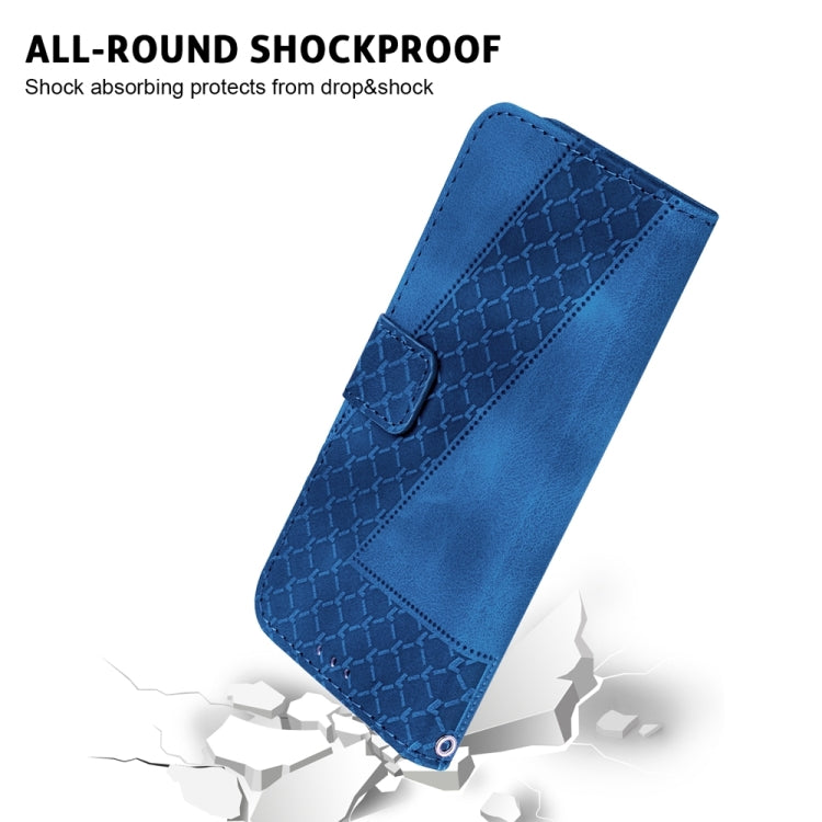 For Samsung Galaxy S25 5G Seven-shaped Embossed Leather Phone Case(Blue) - Galaxy S25 5G Cases by PMC Jewellery | Online Shopping South Africa | PMC Jewellery | Buy Now Pay Later Mobicred