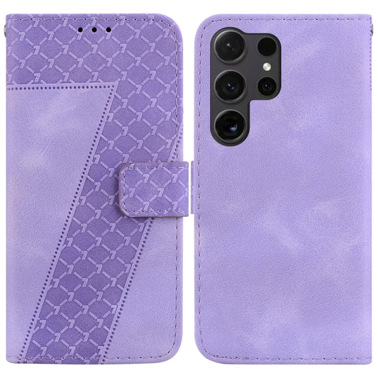 For Samsung Galaxy S25 Ultra 5G Seven-shaped Embossed Leather Phone Case(Purple) - Galaxy S25 Ultra 5G Cases by PMC Jewellery | Online Shopping South Africa | PMC Jewellery | Buy Now Pay Later Mobicred