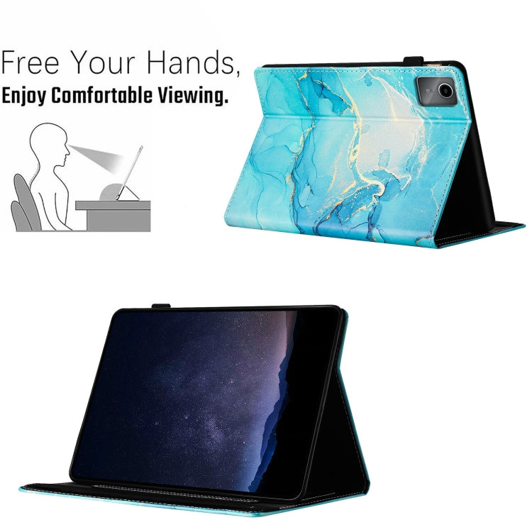 For Lenovo Tab M11/ Xiaoxin Pad 11 2024 Marble Litchi Leather Smart Tablet Case(Green) - Lenovo by PMC Jewellery | Online Shopping South Africa | PMC Jewellery | Buy Now Pay Later Mobicred