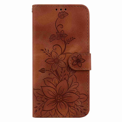 For Samsung Galaxy S25 Ultra 5G Lily Embossed Leather Phone Case(Brown) - Galaxy S25 Ultra 5G Cases by PMC Jewellery | Online Shopping South Africa | PMC Jewellery | Buy Now Pay Later Mobicred