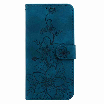 For Samsung Galaxy S25 Ultra 5G Lily Embossed Leather Phone Case(Dark Blue) - Galaxy S25 Ultra 5G Cases by PMC Jewellery | Online Shopping South Africa | PMC Jewellery | Buy Now Pay Later Mobicred