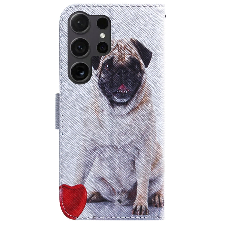 For Samsung Galaxy S25 Ultra 5G Coloured Drawing Flip Leather Phone Case(Pug) - Galaxy S25 Ultra 5G Cases by PMC Jewellery | Online Shopping South Africa | PMC Jewellery | Buy Now Pay Later Mobicred