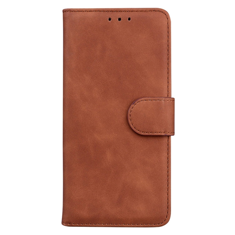 For Samsung Galaxy S25 5G Skin Feel Pure Color Flip Leather Phone Case(Brown) - Galaxy S25 5G Cases by PMC Jewellery | Online Shopping South Africa | PMC Jewellery | Buy Now Pay Later Mobicred