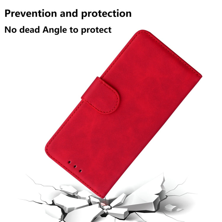 For Samsung Galaxy S25+ 5G Skin Feel Pure Color Flip Leather Phone Case(Red) - Galaxy S25+ 5G Cases by PMC Jewellery | Online Shopping South Africa | PMC Jewellery | Buy Now Pay Later Mobicred