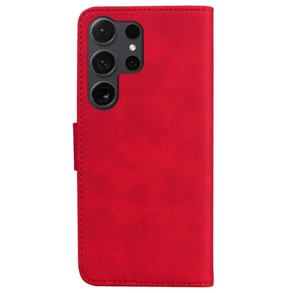 For Samsung Galaxy S25 Ultra 5G Skin Feel Pure Color Flip Leather Phone Case(Red) - Galaxy S25 Ultra 5G Cases by PMC Jewellery | Online Shopping South Africa | PMC Jewellery | Buy Now Pay Later Mobicred