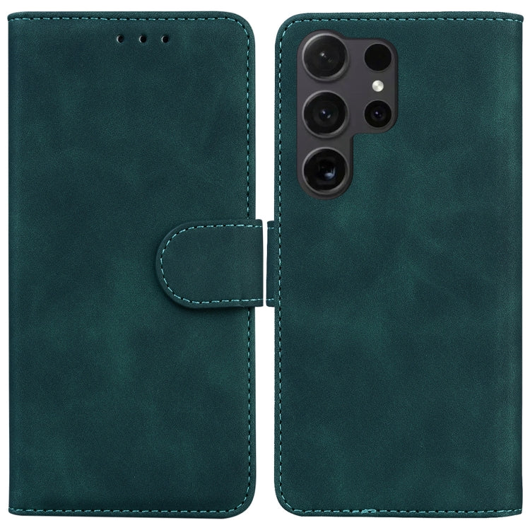 For Samsung Galaxy S25 Ultra 5G Skin Feel Pure Color Flip Leather Phone Case(Green) - Galaxy S25 Ultra 5G Cases by PMC Jewellery | Online Shopping South Africa | PMC Jewellery | Buy Now Pay Later Mobicred