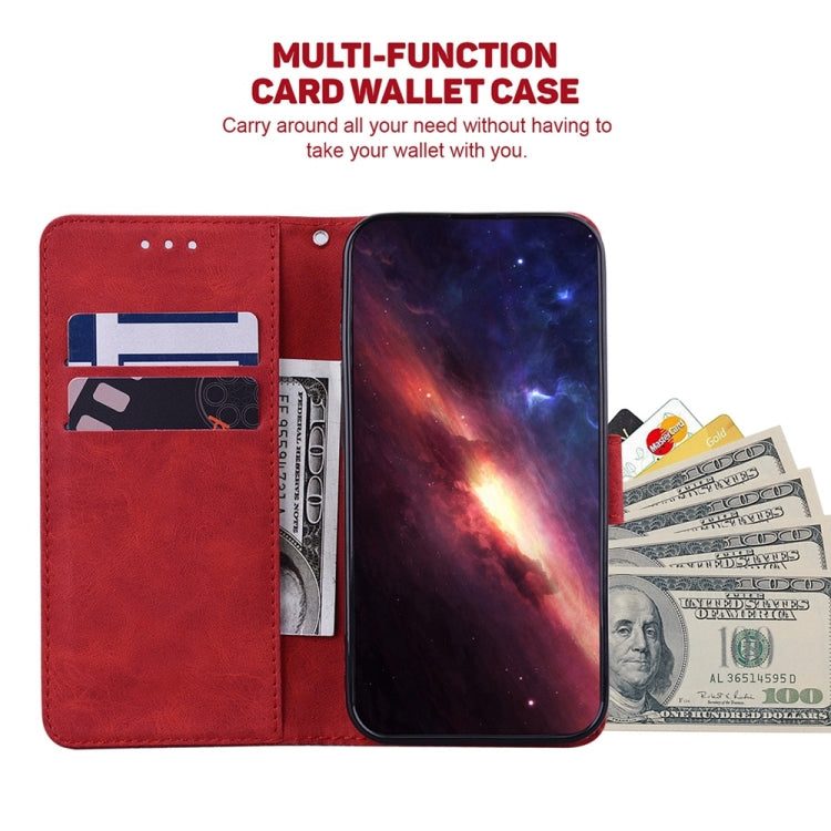 For Samsung Galaxy S25+ 5G Geometric Embossed Leather Phone Case(Red) - Galaxy S25+ 5G Cases by PMC Jewellery | Online Shopping South Africa | PMC Jewellery | Buy Now Pay Later Mobicred