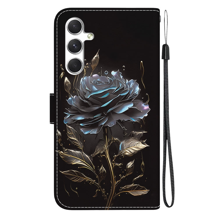 For Samsung Galaxy S25 5G Crystal Texture Colored Drawing Leather Phone Case(Black Rose) - Galaxy S25 5G Cases by PMC Jewellery | Online Shopping South Africa | PMC Jewellery | Buy Now Pay Later Mobicred