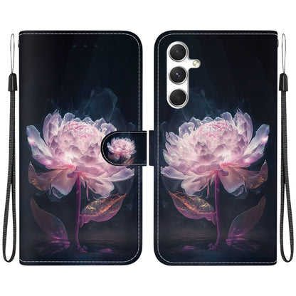 For Samsung Galaxy S25+ 5G Crystal Texture Colored Drawing Leather Phone Case(Purple Peony) - Galaxy S25+ 5G Cases by PMC Jewellery | Online Shopping South Africa | PMC Jewellery | Buy Now Pay Later Mobicred