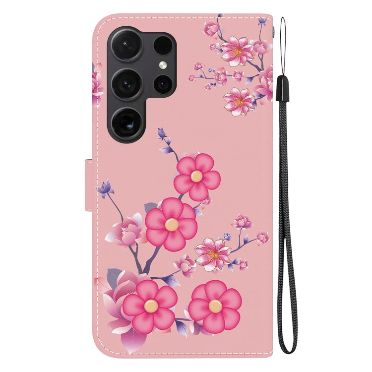 For Samsung Galaxy S25 Ultra 5G Crystal Texture Colored Drawing Leather Phone Case(Cherry Blossoms) - Galaxy S25 Ultra 5G Cases by PMC Jewellery | Online Shopping South Africa | PMC Jewellery | Buy Now Pay Later Mobicred