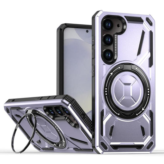 For Samsung Galaxy S25 5G Armor II Series MagSafe Magnetic Holder Phone Case(Light Purple) - Galaxy S25 5G Cases by PMC Jewellery | Online Shopping South Africa | PMC Jewellery | Buy Now Pay Later Mobicred