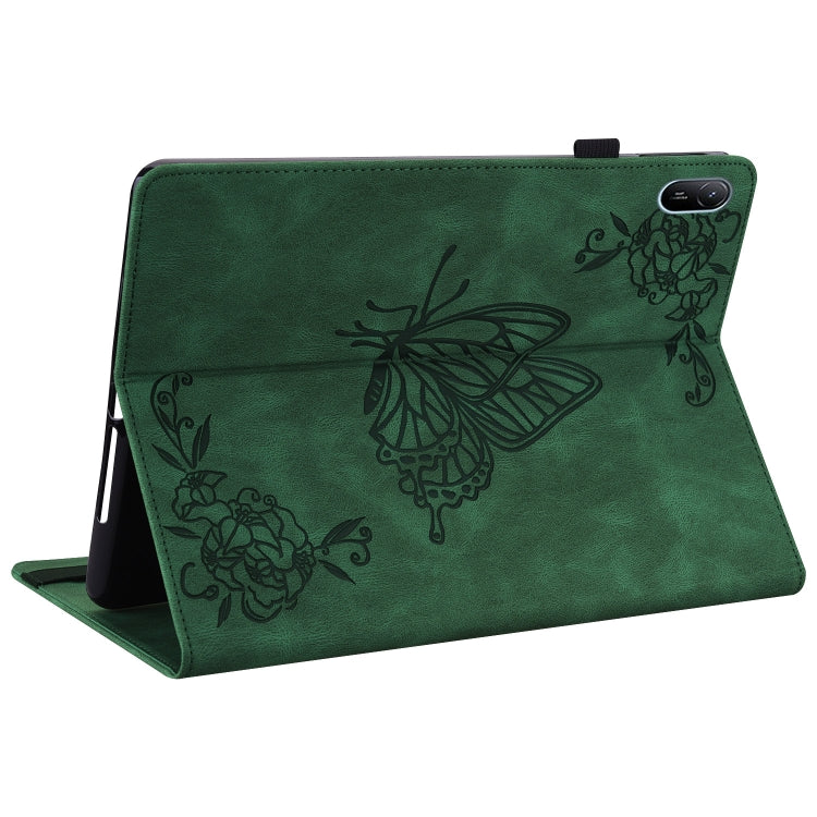 For Huawei MatePad SE 11 2024 Butterfly Flower Embossed Leather Tablet Case(Green) - Huawei by PMC Jewellery | Online Shopping South Africa | PMC Jewellery | Buy Now Pay Later Mobicred