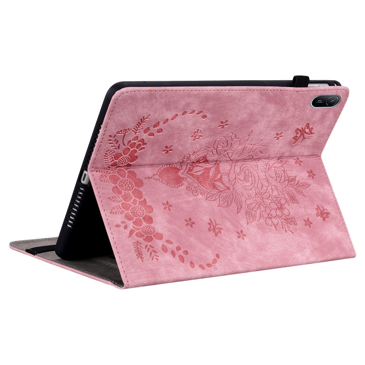 For Huawei MatePad SE 11 2024 Butterfly Rose Embossed Leather Tablet Case(Pink) - Huawei by PMC Jewellery | Online Shopping South Africa | PMC Jewellery | Buy Now Pay Later Mobicred
