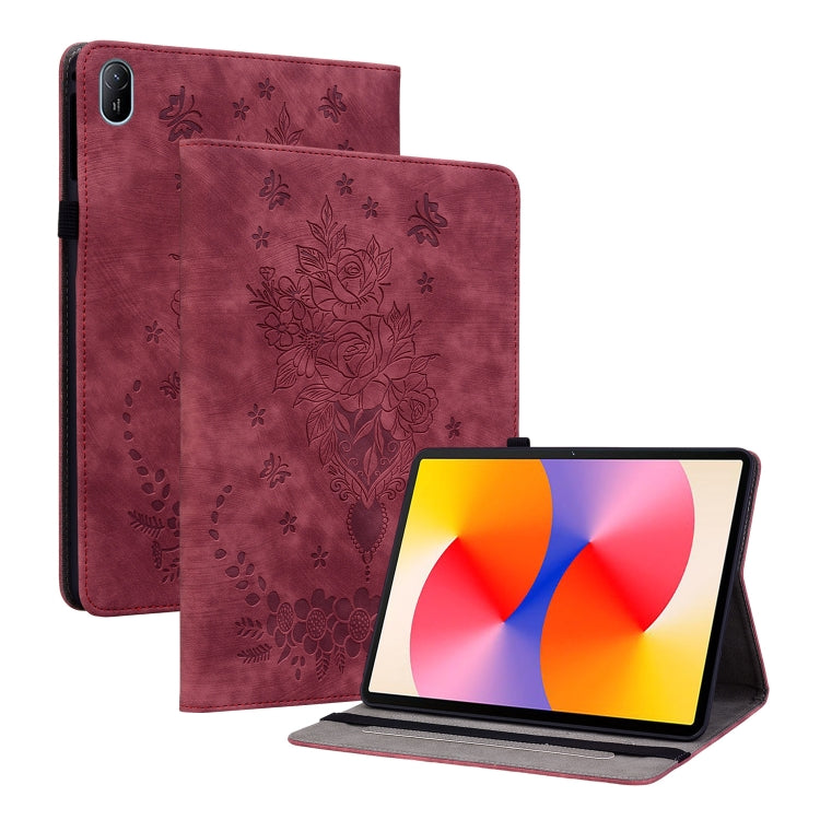 For Huawei MatePad SE 11 2024 Butterfly Rose Embossed Leather Tablet Case(Red) - free shipping - PMC Jewellery - Order now!