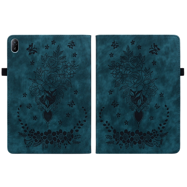 For Huawei MatePad SE 11 2024 Butterfly Rose Embossed Leather Tablet Case(Dark Blue) - Huawei by PMC Jewellery | Online Shopping South Africa | PMC Jewellery | Buy Now Pay Later Mobicred