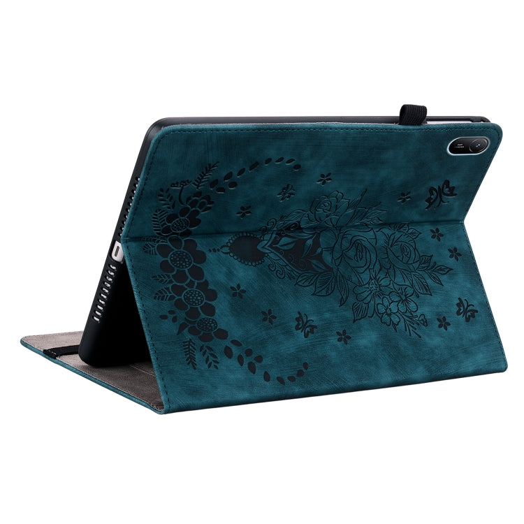 For Huawei MatePad SE 11 2024 Butterfly Rose Embossed Leather Tablet Case(Dark Blue) - Huawei by PMC Jewellery | Online Shopping South Africa | PMC Jewellery | Buy Now Pay Later Mobicred