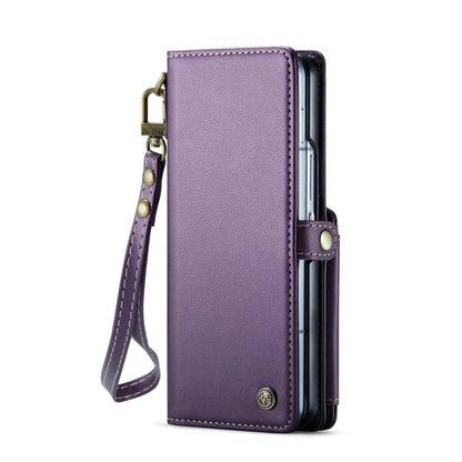 For Samsung Galaxy Z Fold6 5G CaseMe C22 PC+TPU Business Style RFID Anti-theft Lanyard Leather Phone Case with Pen Slot(Purple) - Galaxy Z Fold6 5G Cases by CaseMe | Online Shopping South Africa | PMC Jewellery | Buy Now Pay Later Mobicred