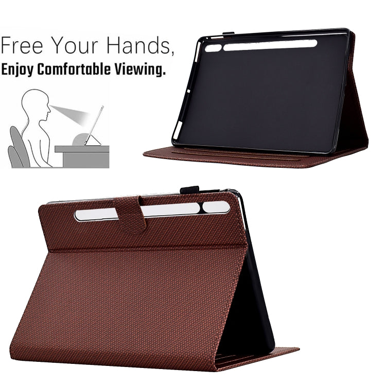 For Samsung Galaxy Tab S9 / S9 FE Solid Color Fiber Texture Smart Tablet Leather Case(Brown) - Galaxy Tab S9 Cases by PMC Jewellery | Online Shopping South Africa | PMC Jewellery | Buy Now Pay Later Mobicred