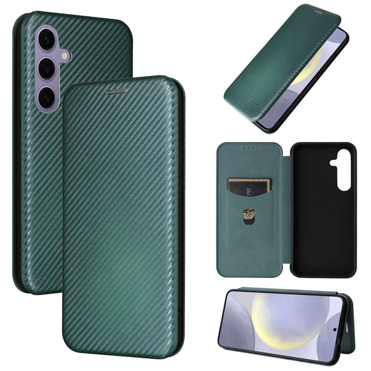 For Samsung Galaxy S25+ 5G Carbon Fiber Texture Flip Leather Phone Case(Green) - Galaxy S25+ 5G Cases by PMC Jewellery | Online Shopping South Africa | PMC Jewellery | Buy Now Pay Later Mobicred