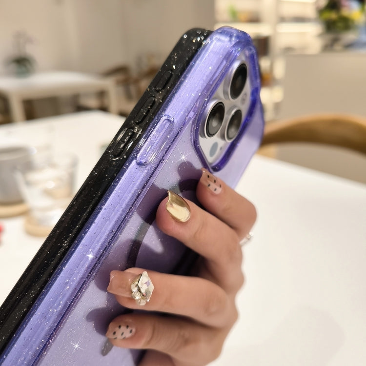 For iPhone 16 Glitter Powder TPU Hybrid PC MagSafe Phone Case(Black) - iPhone 16 Cases by PMC TechLife | Online Shopping South Africa | PMC TechLife | Buy Now Pay Later Mobicred
