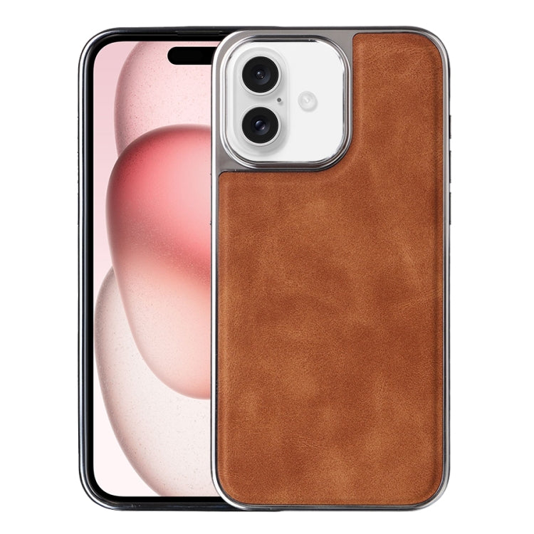 For iPhone 16 Plus Electroplated Side PU Hybrid TPU MagSafe Phone Case(Brown) - iPhone 16 Plus Cases by PMC TechLife | Online Shopping South Africa | PMC TechLife | Buy Now Pay Later Mobicred