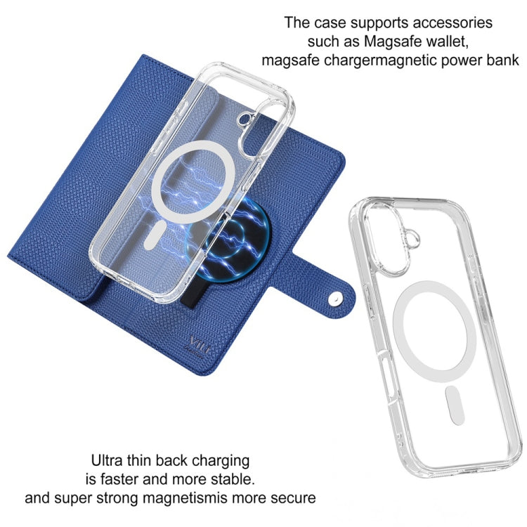 For iPhone 16 Pro ViLi GHA-C Series RFID MagSafe Magnetic Flip Leather Phone Case(Blue) - free shipping - PMC TechLife - Order now!