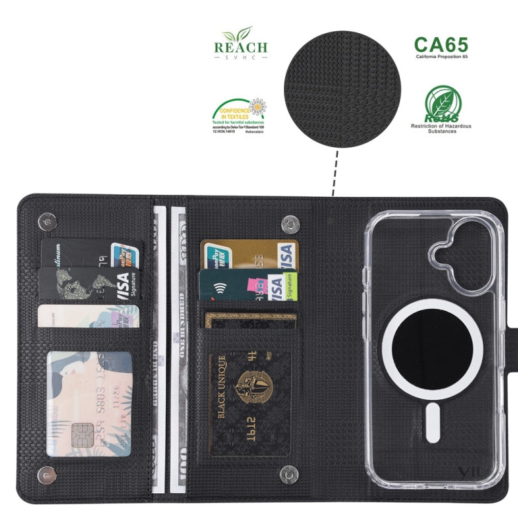 For iPhone 15 ViLi GHA-C Series RFID MagSafe Magnetic Flip Leather Phone Case(Black) - iPhone 15 Cases by ViLi | Online Shopping South Africa | PMC Jewellery | Buy Now Pay Later Mobicred