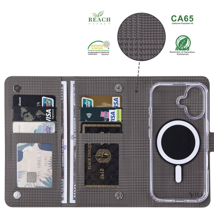 For iPhone 15 Plus ViLi GHA-C Series RFID MagSafe Magnetic Flip Leather Phone Case(Grey) - free shipping - PMC Jewellery - Order now!