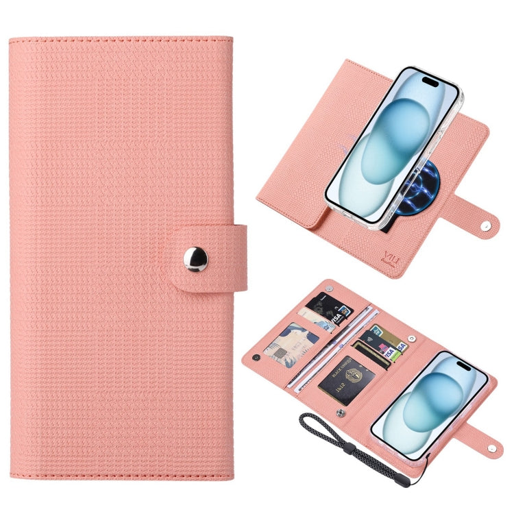 For iPhone 15 Plus ViLi GHA-C Series RFID MagSafe Magnetic Flip Leather Phone Case(Pink) - iPhone 15 Plus Cases by ViLi | Online Shopping South Africa | PMC Jewellery | Buy Now Pay Later Mobicred